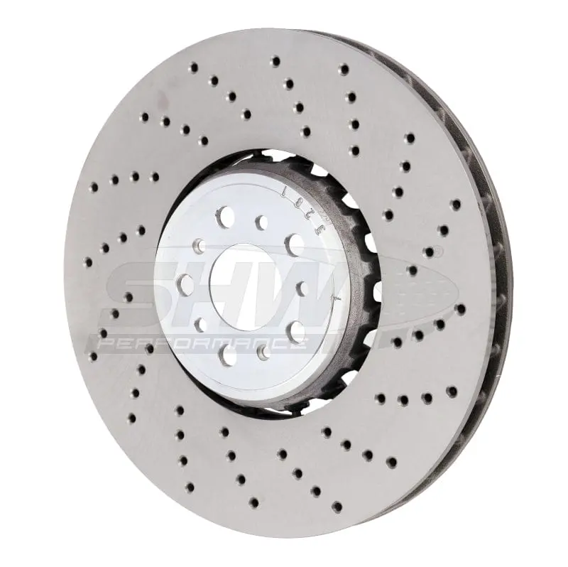 Shw 18-21 Bmw M5 4.4L Right Front Cross-Drilled Lightweight Brake Rotor (34117991102) 1
