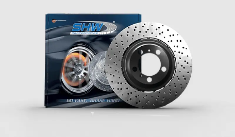 Shw 2003 Audi Rs6 4.2L Right Rear Cross-Drilled Lightweight Brake Rotor (4B3615602a) 1