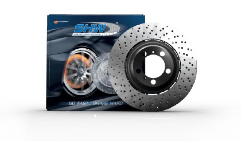 Shw 22-25 Porsche 718 Cayman Gt4 Rs Left Front Cross-Drilled Lightweight Brake Rotor (9Gt615301m) 1