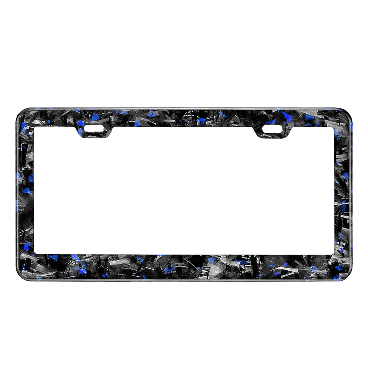 Blue Flake Forged Carbon Fiber License Plate Frame 1
