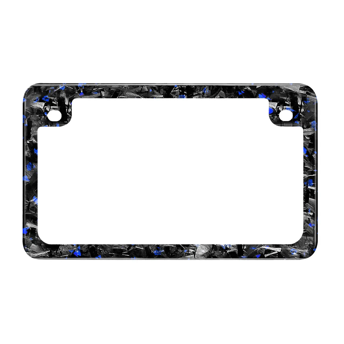 Blue Flake Forged Carbon Fiber Motorcycle License Plate Frame 1