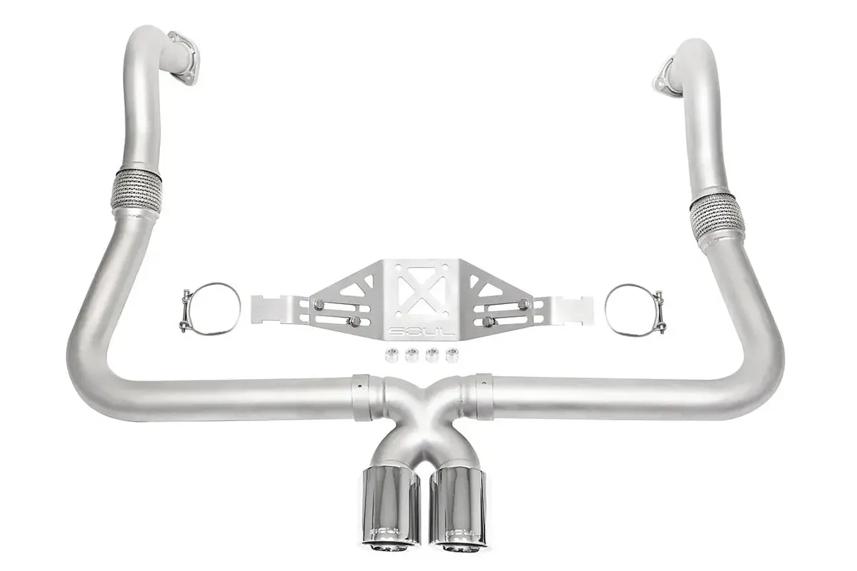 Porsche 718 Cayman / Boxster Performance Exhaust System - Manual Trans - Slash  Cut Single Wall Tips 1