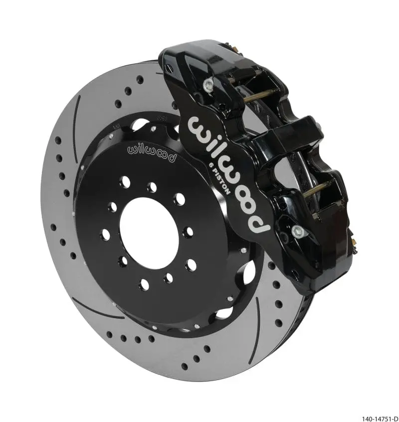 Wilwood Aero6 Front Hat Kit 14.00 Drilled Black 00-06 Bmw M3 E46 W/Lines 1