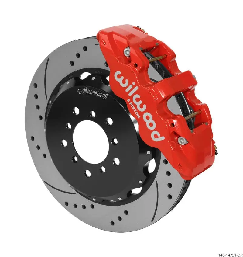 Wilwood Aero6 Front Hat Kit 14.00 Drilled Red 00-06 Bmw M3 E46 W/Lines 1