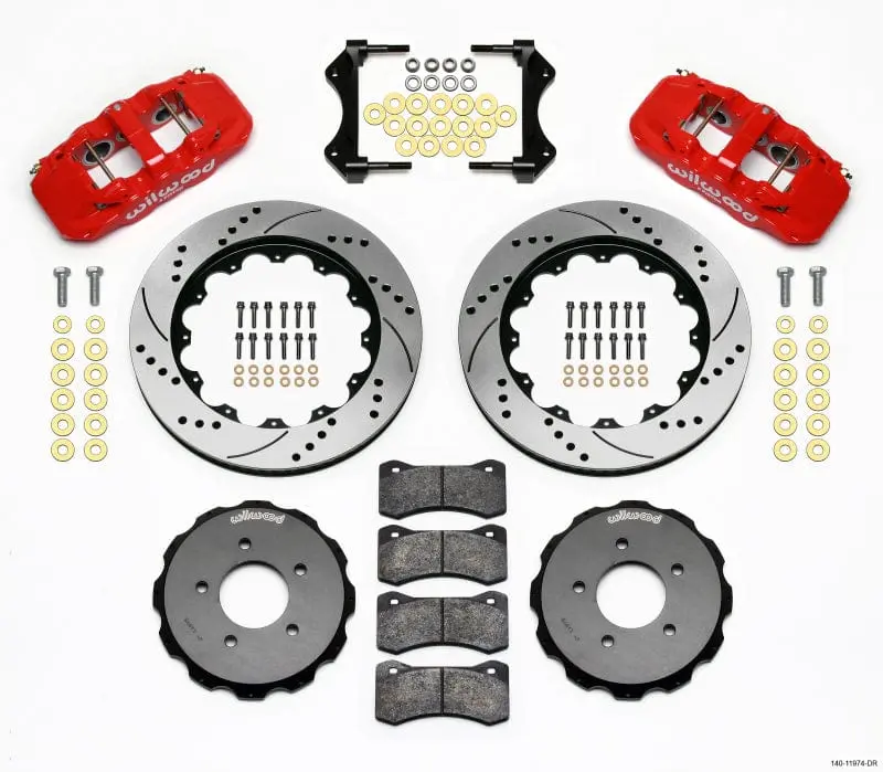 Wilwood Aero6 Front Hat Kit 14.00 Drilled Red 99-06 Bmw E46 1