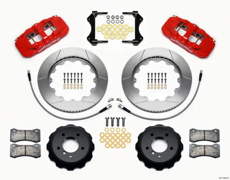 Wilwood Aero6 Front Hat Kit 14.00 Red 2007-2011 Bmw E90 Series W/Lines 1