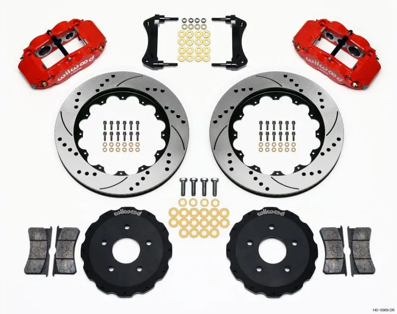 Wilwood Narrow Superlite 6R Front Hat Kit 14.00In Drill Red Backdraft Cobra (Bmw E36 Based) 1