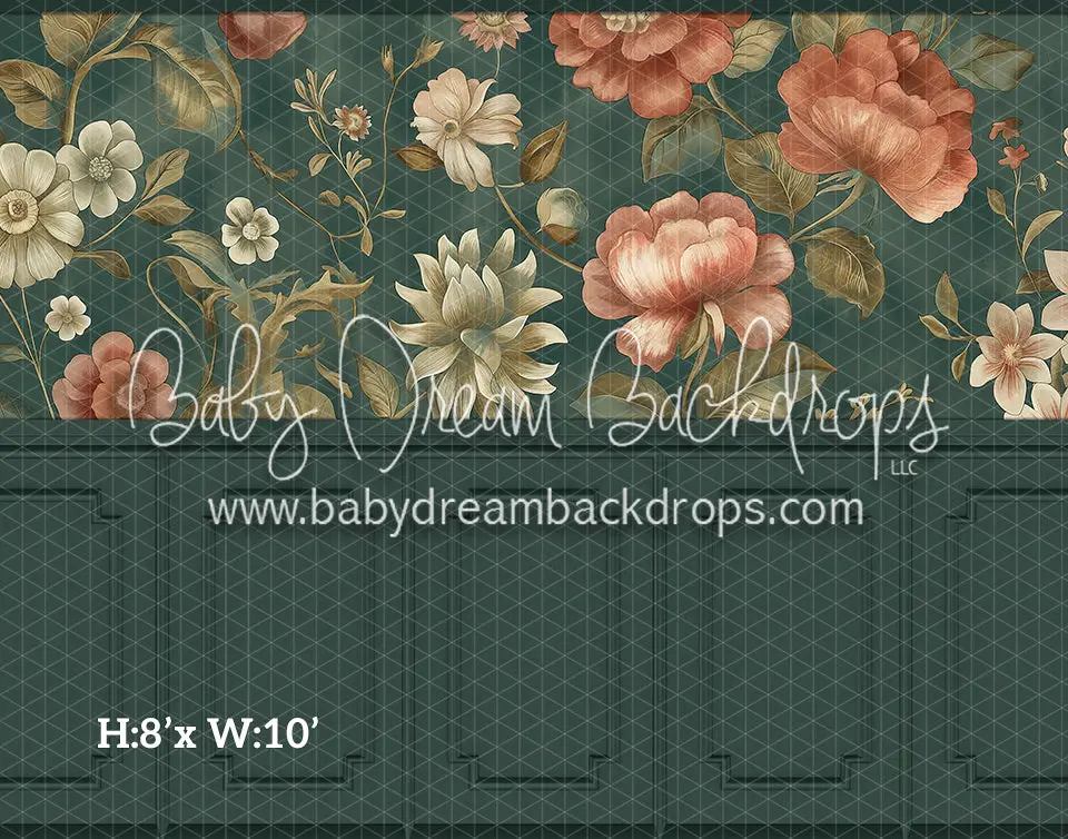 Fine Art Wallpaper Georgian Florals (Room 1 Green) (Hl) 1