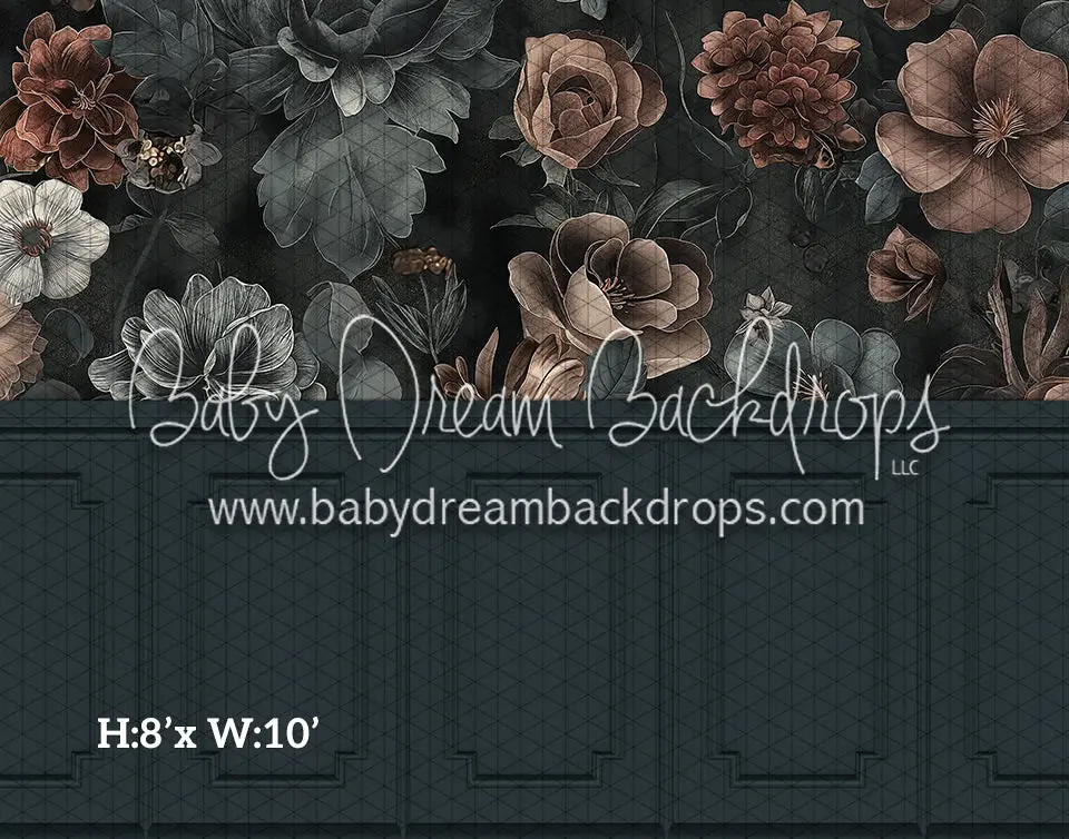 Fine Art Wallpaper Muted Florals (Room 1 Slate) (Hl) 1