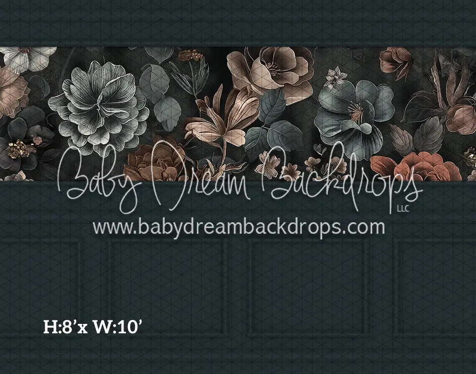 Fine Art Wallpaper Muted Florals (Room 2 Slate) (Hl) 1