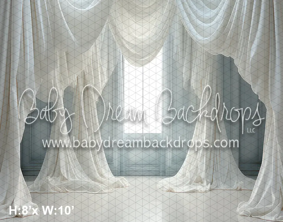Light Blue Wall With Drapes Ii (Bd) 1