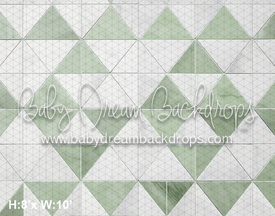 Mint And White Traingle Checker Fabric Floor (Az) 1