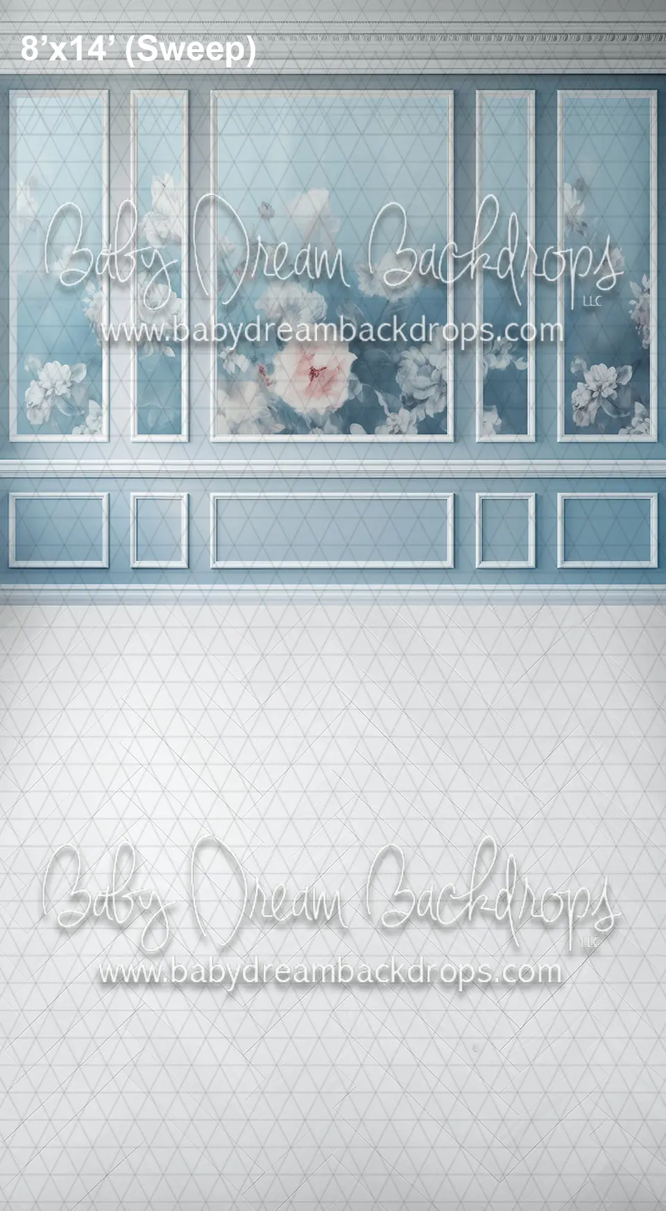 Sweeps Blue Floral Wainscoting (Az) 1