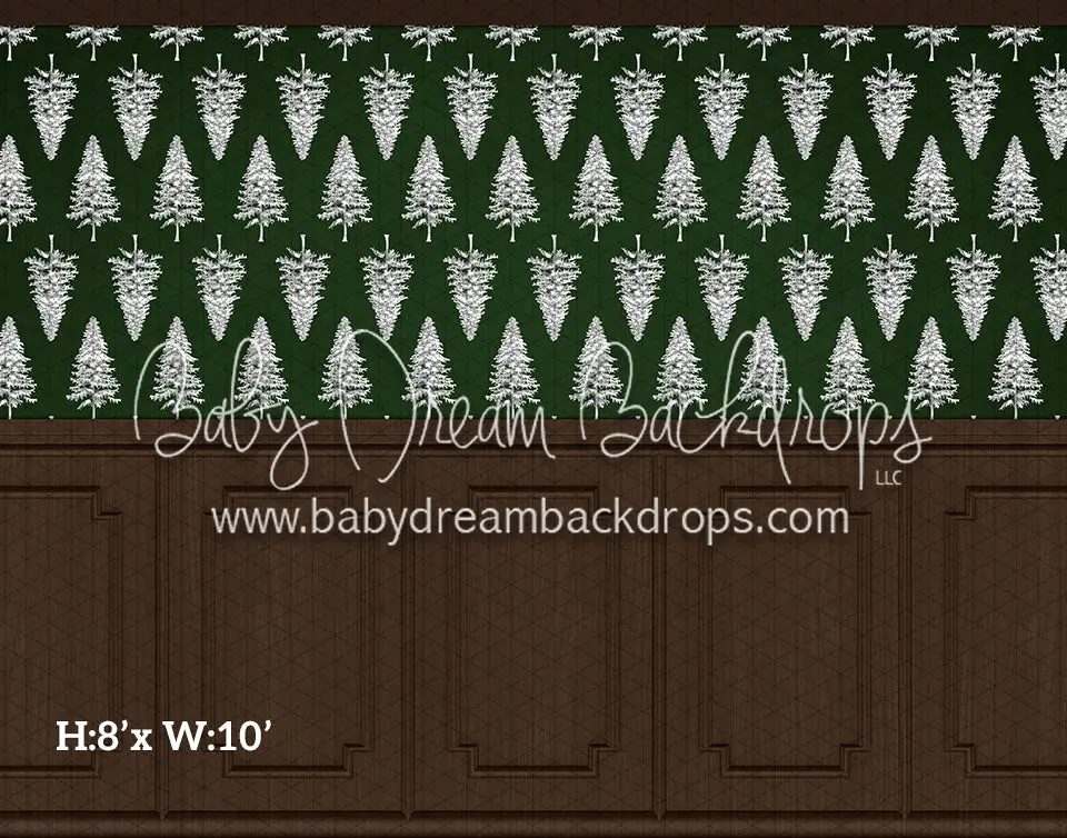 White Tree Wallpaper (Green) Wood Panels (Hl) 1